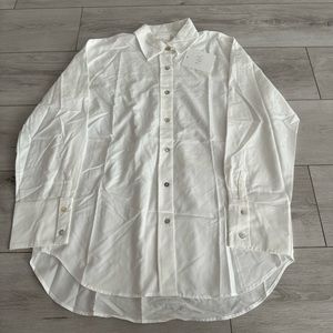 NWT NIA Dani White Button Up Front Collared Shirt Women's Medium M